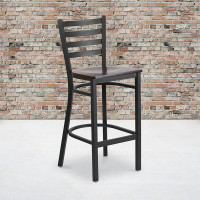 Flash Furniture XU-DG697BLAD-BAR-WALW-GG Metal Restaurant Bar Stool in Black Walnut